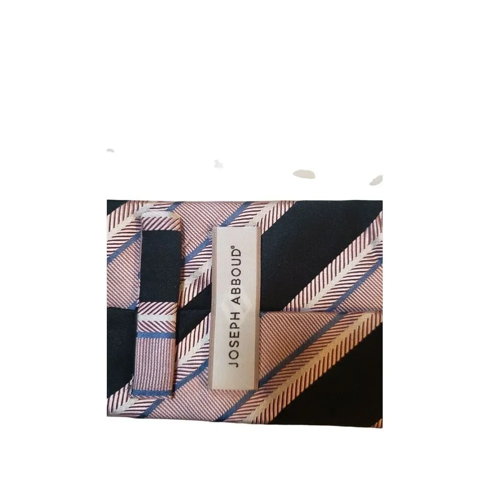 JOSEPH ABBOUND‎ Neck Tie Men's Luxury 100% Silk Black Pink Striped Business Suit